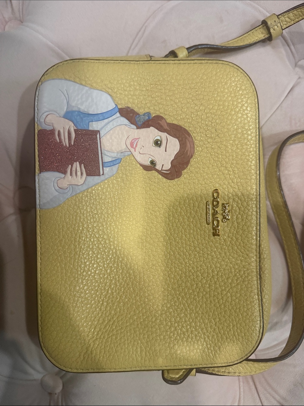 Coach Yellow Pebbled Leather Crossbody with Belle Motif - Picture 2 of 6